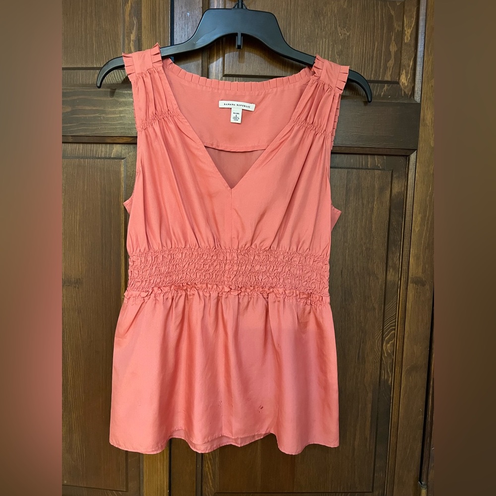 Peach colored satin tank top by banana Republic